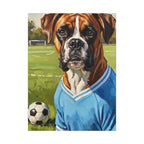 Boxer Dog Oil Painting Soccer Portrait Canvas Wall Art Decor Gift for Dog Lover
