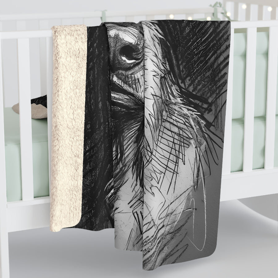 German Shepherd Charcoal Portrait Throw Blanket | Premium Dog Art | Tritan