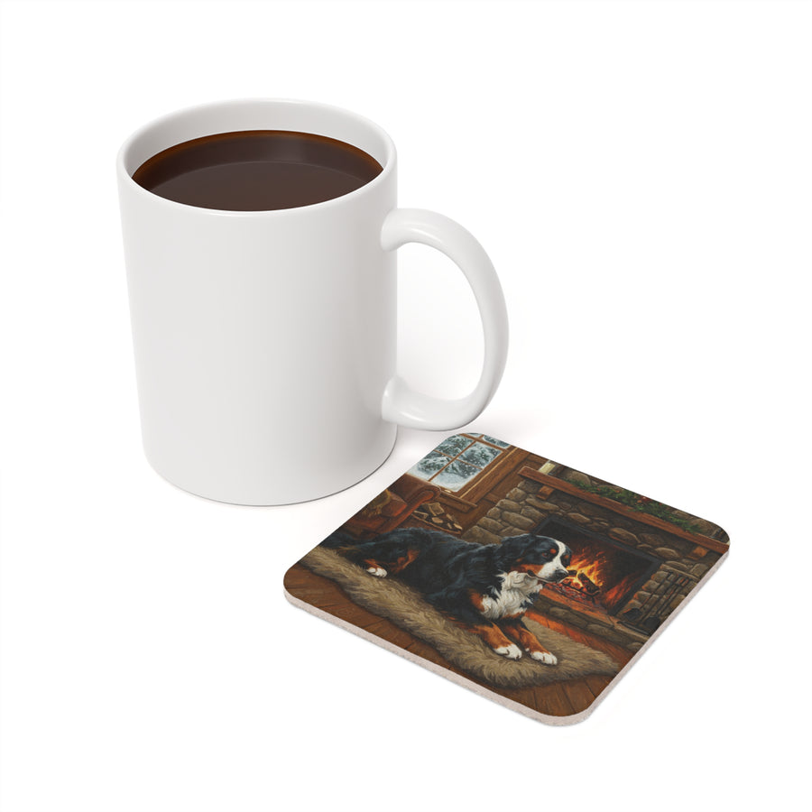 Acrylic Bernese Mountain Dog - Winter Hearth | Cork Back Coaster