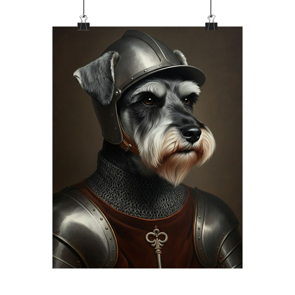 Miniature Schnauzer Medieval Knight Portrait Matte Poster, Regal Dog Art Print, Miniature Schnauzer Lover Gift, Wall Art