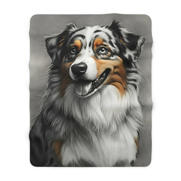 Australian Shepherd Charcoal Portrait Throw Blanket | Premium Dog Prints | Tritan
