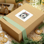 Siberian Husky Watercolor Floral Crown Kiss-Cut Stickers | Premium Dog Prints | Tritan