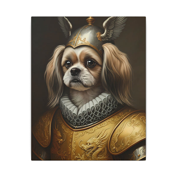 Shih Tzu Medieval Knight Portrait Canvas Wall Art, Regal Dog Painting, Shih Tzu Lover Gift, Stretched Canvas