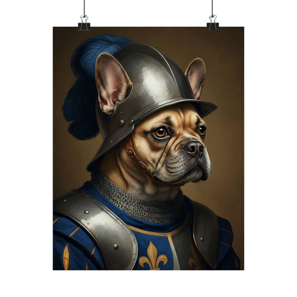 French Bulldog Medieval Knight Portrait Matte Poster, Regal Dog Art Print, French Bulldog Lover Gift, Wall Art