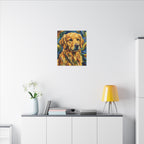 Golden Retriever Post-Impressionist Oil Painting Canvas Wall Art - Dog Lover Gift, Pet Decor for Home, Premium Stretched Canvas Print