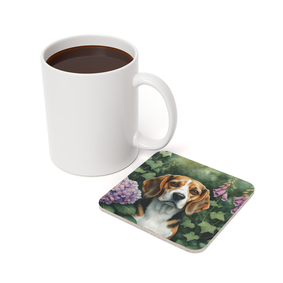 Beagle Watercolor Garden Peek Drink Coaster | Premium Dog Prints | Tritan — detail view
