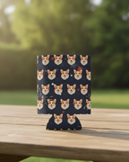 Corgi America 250 Can Cooler, Patriotic Dog Pattern Gift for Corgi Mom Dad, Red White Blue Beverage Insulator, Dog Lover Gift