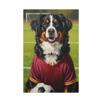 Bernese Mountain Dog Oil Painting Soccer Portrait Canvas Art | Berner Dog Gift | Pet Loss Memorial Wall Art Decor