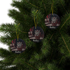 Pack of 3 Yorkshire Terrier Christmas ornaments on a Christmas tree