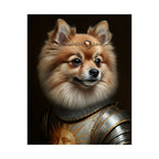 Pomeranian Medieval Knight Portrait Matte Poster, Regal Dog Art Print, Pomeranian Lover Gift, Wall Art