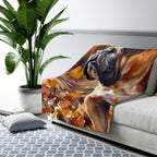 English Bulldog Watercolor Autumn Path Throw Blanket | Premium Dog Art | Tritan