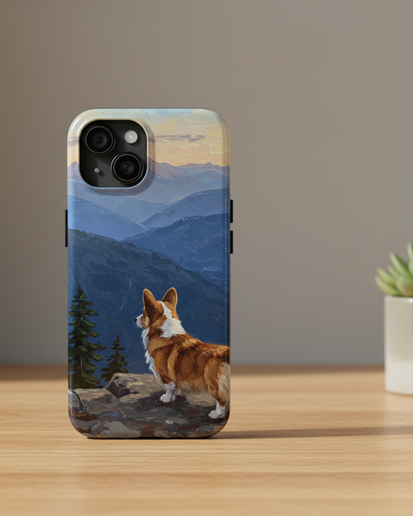 Acrylic Corgi - Mountain Overlook | Tough Phone Case