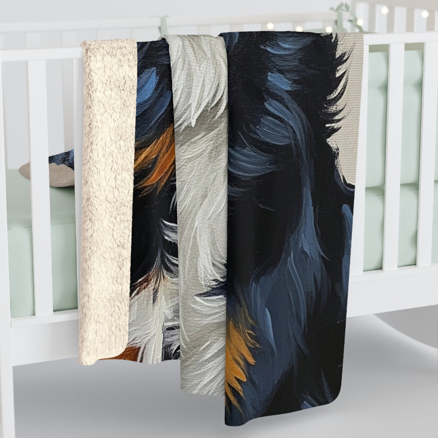 Bernese Mountain Dog Oil Portrait Regal Throw Blanket | Premium Dog Art | Tritan