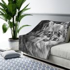 Pomeranian Charcoal Portrait Sherpa Fleece Blanket | Dog Lover Gift