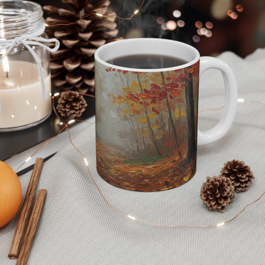 Acrylic English Bulldog - Autumn Woods | Ceramic Mug 11oz