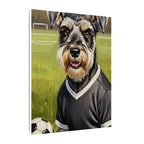 Miniature Schnauzer Soccer Portrait Oil Painting Canvas Wall Art, Schnauzer Dog Lover Gift, Pet Decor, Sports Fan Home Decor