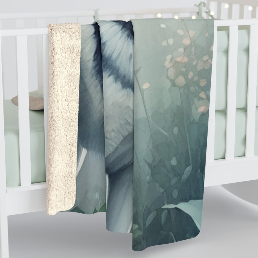 Siberian Husky Watercolor Rain Garden Throw Blanket | Premium Dog Prints | Tritan — detail view
