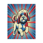 Havanese Comic Art Canvas - Energetic Pop Art Dog Portrait with Halftone Style