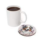 Australian Shepherd Watercolor Butterfly Bloom Drink Coaster | Premium Dog Prints | Tritan