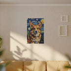 Corgi Post-Impressionist Oil Painting Canvas, Funny Dog Wall Art Decor, Pembroke Welsh Corgi Lover Gift for Him Her, Pet Art Print