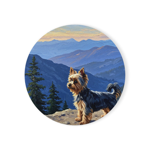 Acrylic Yorkshire Terrier - Mountain Overlook | Cork Back Coaster