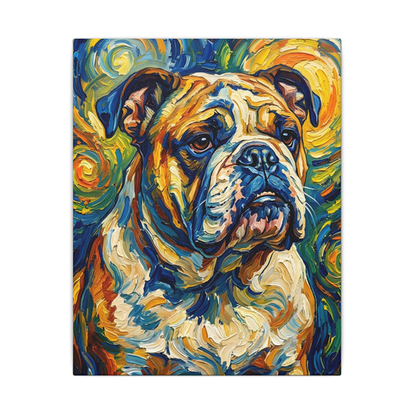 English Bulldog Post-Impressionist Oil Painting Canvas Wall Art | Funny Dog Decor Gift for Him Her | Bulldog Lover Art Print
