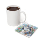 Siberian Husky Watercolor Butterfly Bloom Drink Coaster | Premium Dog Art | Tritan
