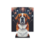 Saint Bernard Can Cooler, America 250 Patriotic Dog Pattern Drink Accessory, USA Dog Gift for St Bernard Lover, America 250 Party Favor — primary view