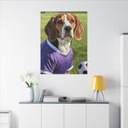 Beagle Soccer Portrait Oil Painting Canvas Print, Dog Wall Art Decor, Pet Lover Gift