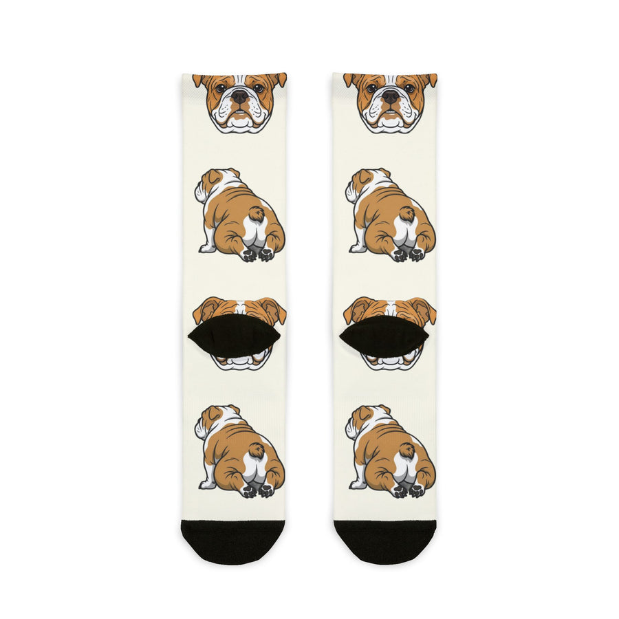 English Bulldog Socks | Fun All Over Print Dog Socks | Bulldog Mom Gift | Cute Crew Socks for Dog Lovers | Stocking Stuffer