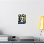 Siberian Husky Oil Painting Soccer Portrait Canvas Art | Dog Wall Decor | Pet Lover Gift for Sports Fans