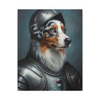 Australian Shepherd Medieval Knight Portrait Canvas Wall Art, Regal Dog Painting, Australian Shepherd Lover Gift, Stretched Canvas
