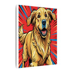 Golden Retriever Comic Pop Art Canvas - Dynamic Dog Print with Retro Halftone Style