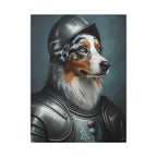 Australian Shepherd Medieval Knight Portrait Canvas Wall Art, Regal Dog Painting, Australian Shepherd Lover Gift, Stretched Canvas