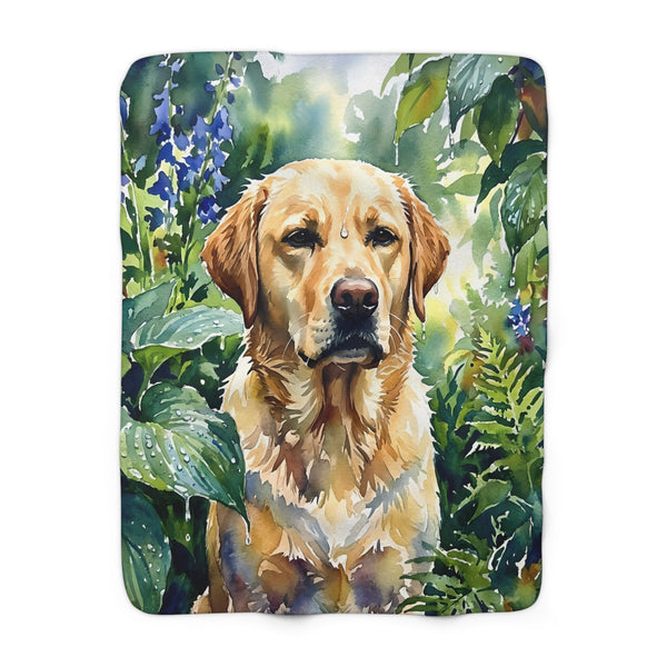 Labrador Retriever Watercolor Rain Garden Throw Blanket | Premium Dog Art | Tritan