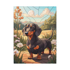 Dachshund Stained Glass Canvas Wall Art, Doxie Dog Lover Gift, Pet Portrait, Wiener Dog Art Print, Home Decor