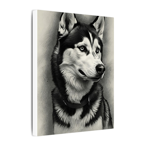 Siberian Husky Wall Art, Charcoal Dog Portrait Canvas Print, Pet Lover Gift, Husky Mom Dad Decor, Dog Art Print, Ready to Hang