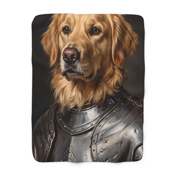 Golden Retriever Medieval Knight Portrait Regal Throw Blanket | Premium Dog Art | Tritan