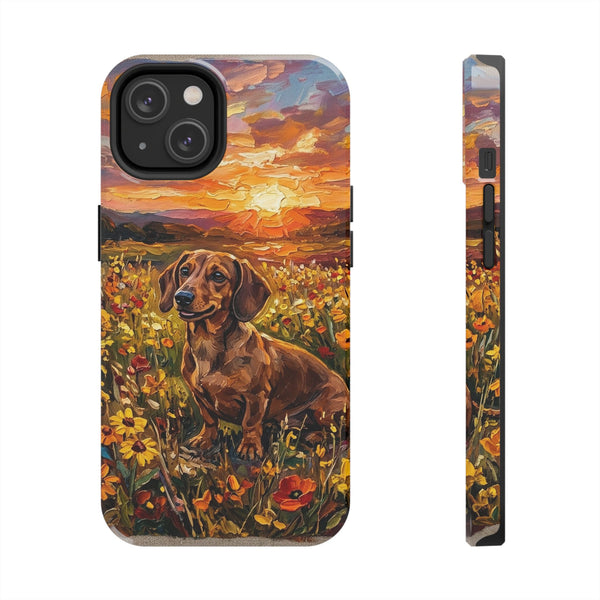 Dachshund Acrylic Gallery Print Sunset Prairie Phone Case | Premium Dog Prints | Tritan — primary view
