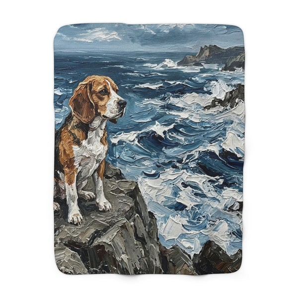 Acrylic Gallery Print Beagle - Coastal Cliffside | Sherpa Fleece Blanket — primary view