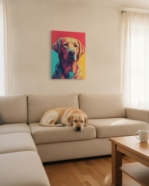 Labrador Retriever Pop Art Canvas Print, Dog Wall Art for Lab Lovers, Pet Decor Gift — Lifestyle View