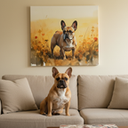 French Bulldog Watercolor Painting Stretched Canvas Wall Art | Frenchie Lover Gift | Dog Pet Portrait Print Home Decor