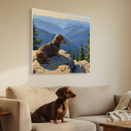 Dachshund Stretched Canvas Wall Art, Acrylic Painting Dog Print, Pet Portrait Gift for Dog Lovers, Modern Animal Home Decor