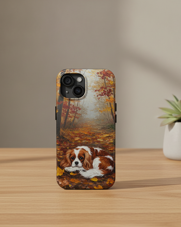 Acrylic Cavalier King Charles Spaniel - Autumn Woods | Tough Phone Case