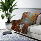 Australian Shepherd Acrylic sherpa blanket by Tritan, on sofa