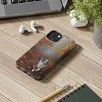 Australian Shepherd Acrylic tough phone case by Tritan, on a desk