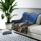 Australian Shepherd Acrylic sherpa blanket by Tritan, on sofa