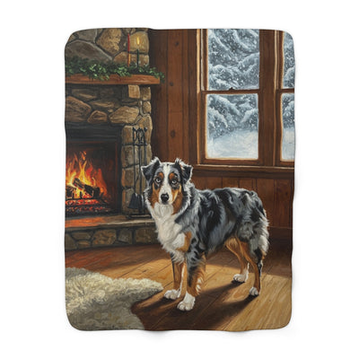 Acrylic Australian Shepherd - Winter Hearth | Sherpa Fleece Blanket