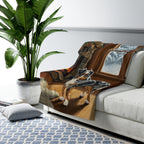 Australian Shepherd Acrylic sherpa blanket by Tritan, on sofa