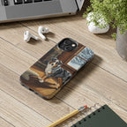 Australian Shepherd Acrylic tough phone case by Tritan, on a desk